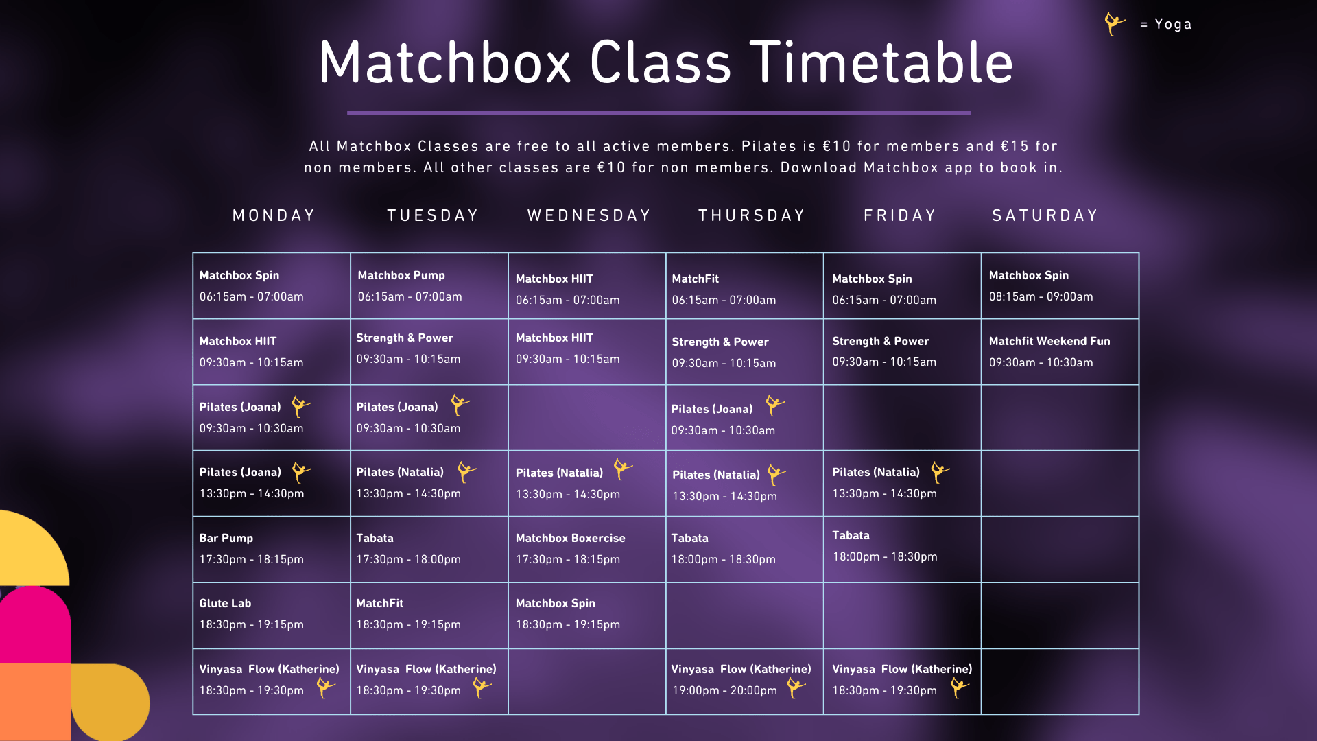 Matchbox Class Timetable 2024